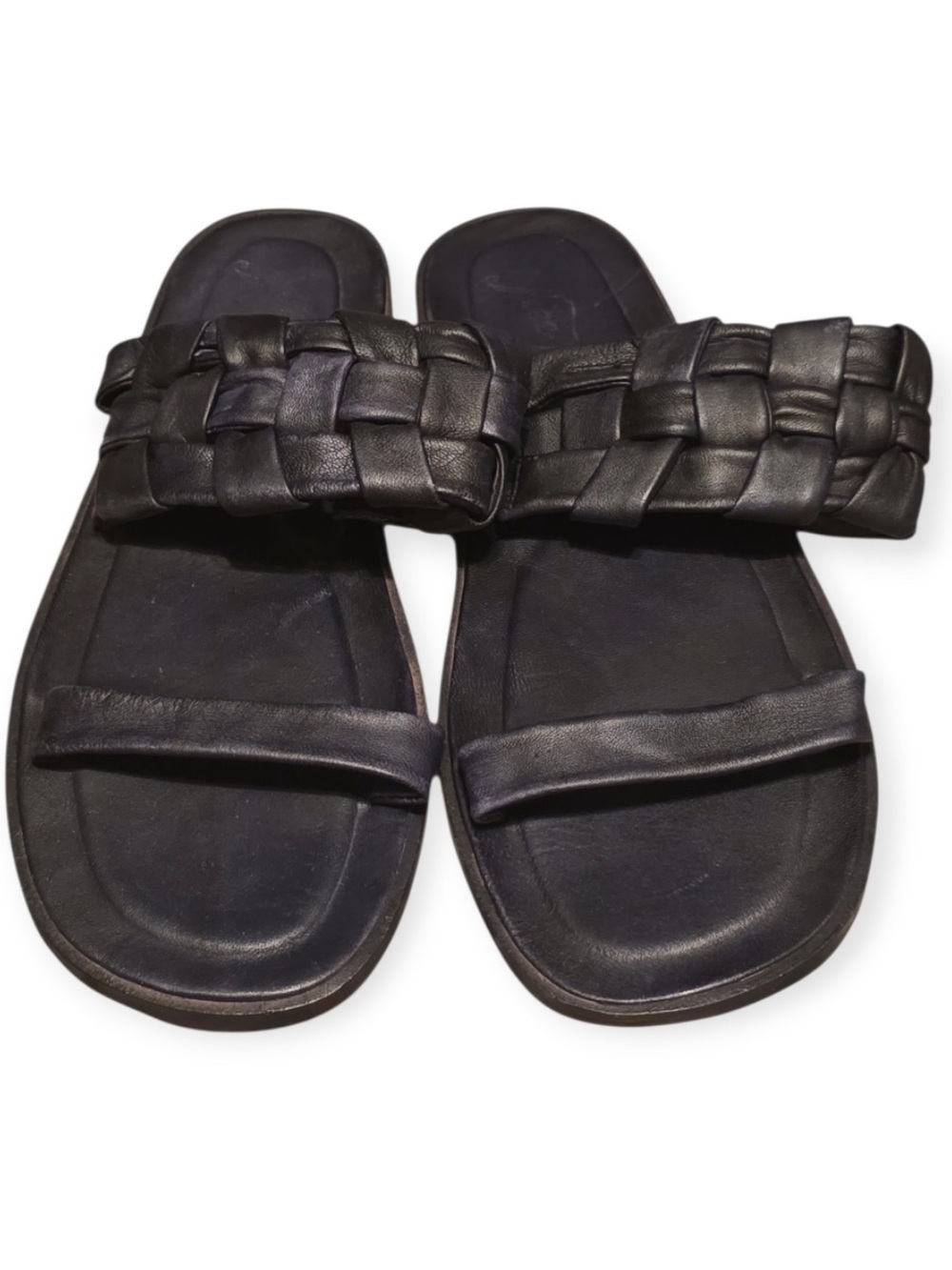 Free People Black Woven Strap Slide Sandals size 8.5